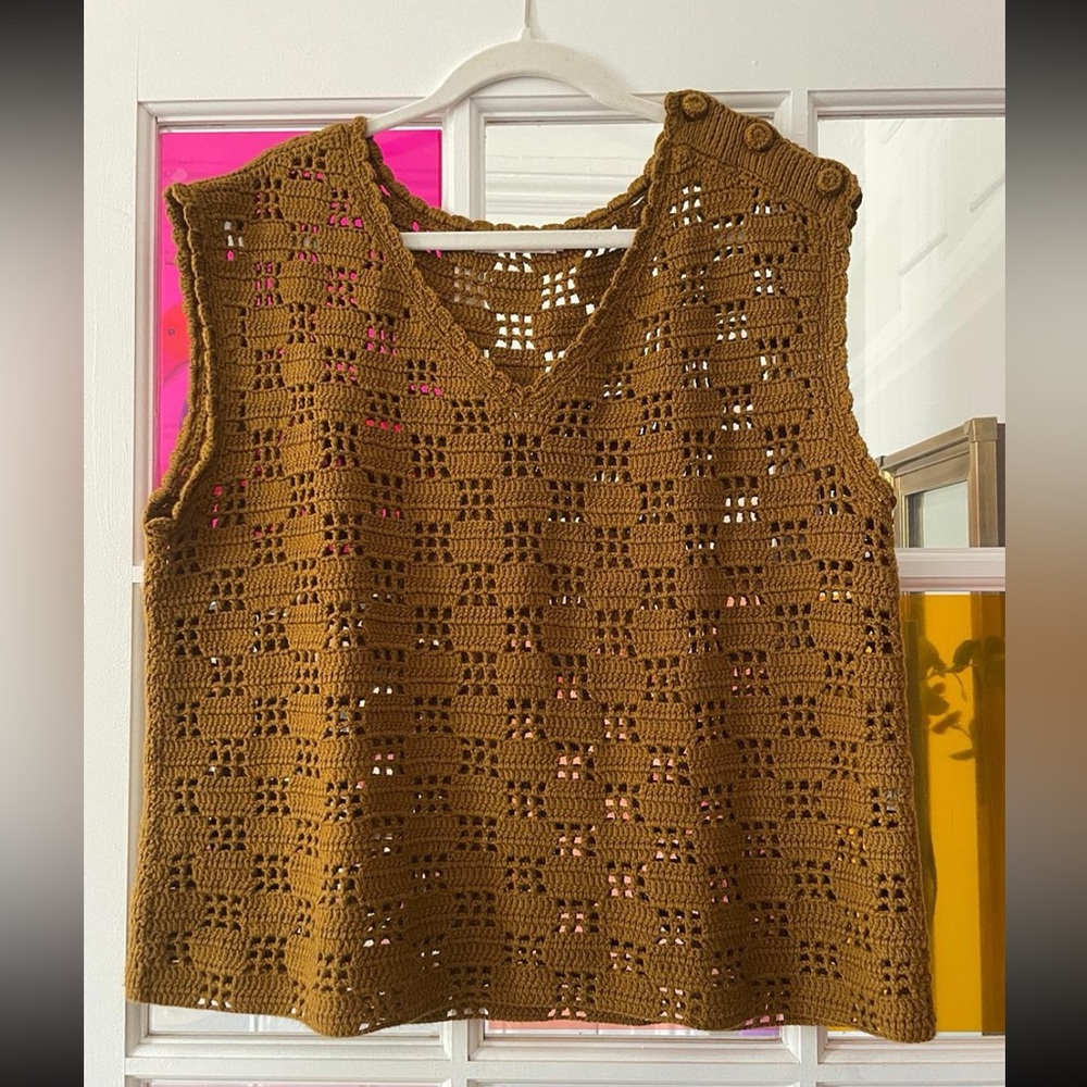 Misha and Puff Pima Cotton Crocheted Sweater Vest